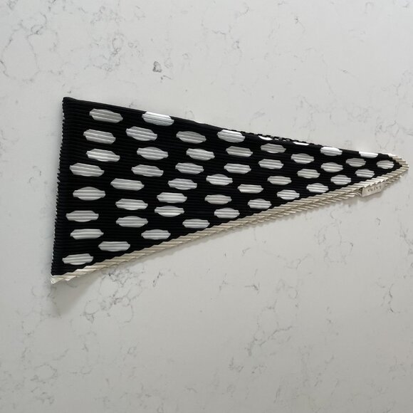 Laura Contemporary Polka Dot Pleated Scarf Accordion Style Blk Wht Tan OS - Picture 6 of 8